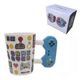 Taza De Cerámica Nintendo Retro Azul - Game Over 415ml Nuevo