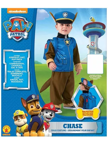  Rubie's Disfraz de Paw Patrol para niños, Chase, niño pequeño :  Ropa, Zapatos y Joyería