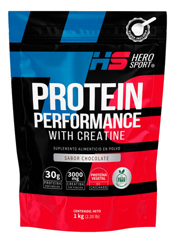 Performance Proteína De Chícharo + Creatina 1kg Hero Sport Sabor Chocolate