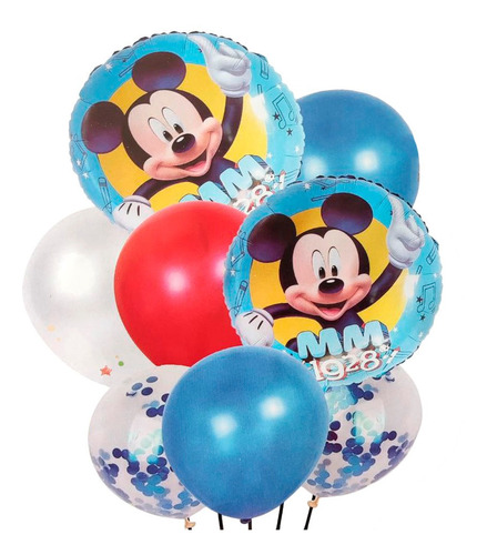 8 Globos Mickey Mouse Fiesta Decoracion Cumpleaños Arreglo