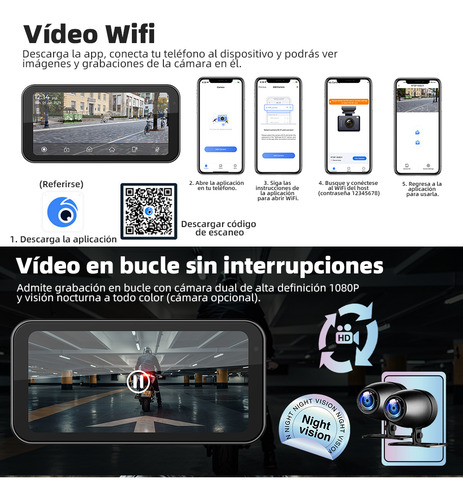 Estereo Pantalla Para Moto Carplay Android Auto Con Camaras Color M625