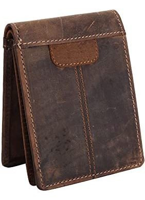 Billetera Para Hombre De Cuero Genuino Bloqueo Rfid Bifold