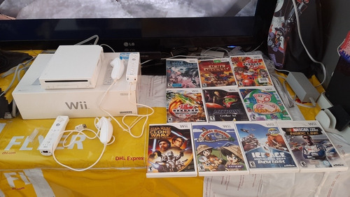 Wii Con Caja,2 Controles Y 10 Juegos,2 Mas De Regalo