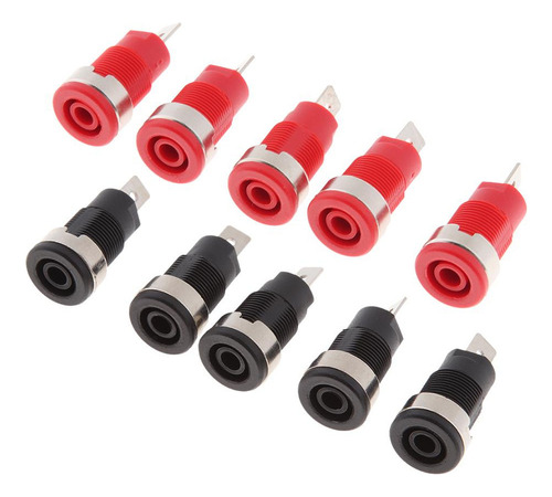 . 10 Conectores Banana Hembra De 4 Mm Para Montaje En Panel