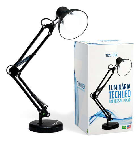 Luminaria de Mesa articulável Techled Cor Preto