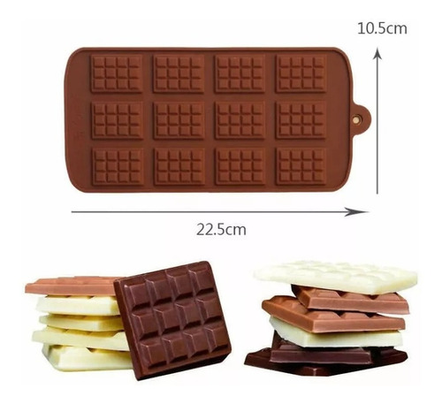 Molde De Silicón Mini 12 Barras De Chocolate Tabletas 