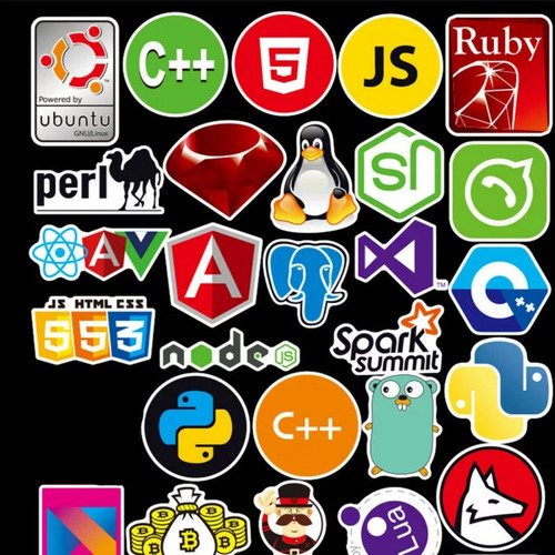 Pegatinas De Lenguaje De Programación Para Bricolaje.