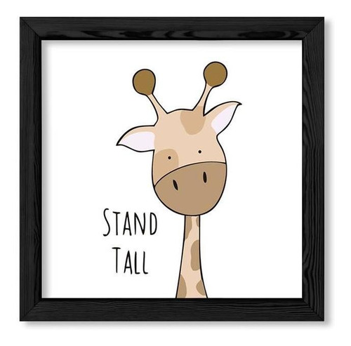 Cuadros Infantiles 20x20 Chato Negro Stand Tall Giraffe