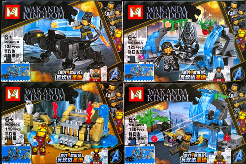 Heroes Assemble Wakanda Bloques P/armar Mg669 Pack X4 503pz 503 Super Heroes