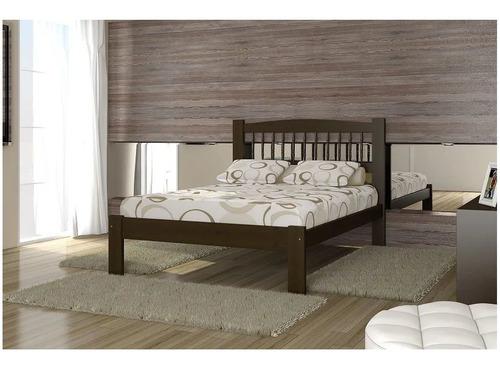 Cama 2 Plazas Madera Maciza - Dormitorio - Muebles Web