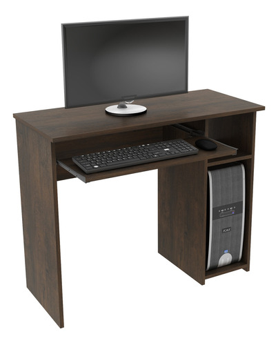 Mueble Escritorio Para Cpu Rustico Modelo Me4140.0006 Color Marrón oscuro