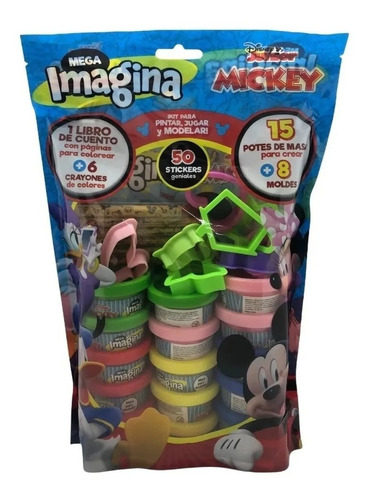 Mickey Mega Imagina Set Con Masas Libro Lapices Stickers