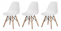 Comprar Juego de 3 sillas de mesa de comedor Charles Eiffel Eames, marco de madera, color, mesa de comedor, silla de cocina con respaldo Charles Eames Eiffel Wood, madera blanca