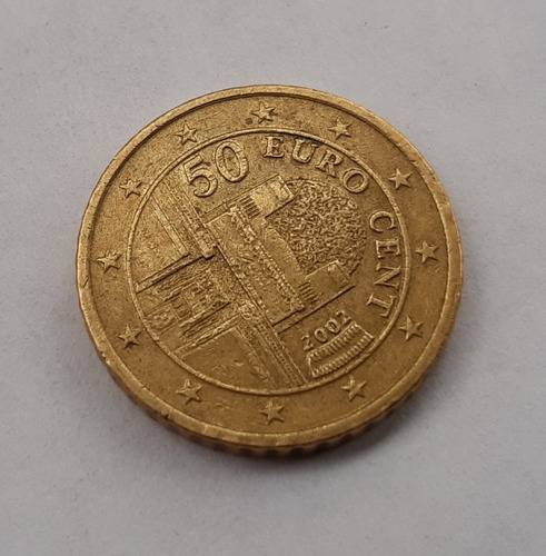 Moneda De 50 Euro Centavos Austria Año 2002