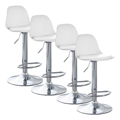 Set De 4 Bancos Tipo Eames Color Blanco Marca Homeasy Acabado de la estructura Metal