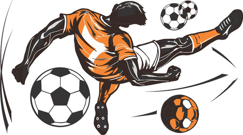 Vinilo Infantil Fútbol Pelotas Jugador Niño Decoración Pared