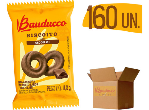 Biscoito Em Sachê Bauducco Chocolate - 160 Sachês + Brinde