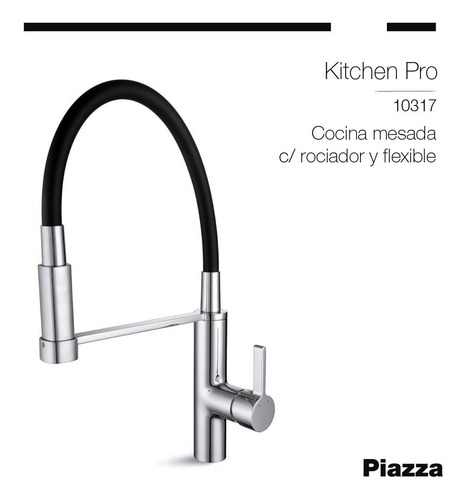 Imagen 4 de 10 de Canilla Cocina Piazza Monocomando Kitchen Mixer Negro