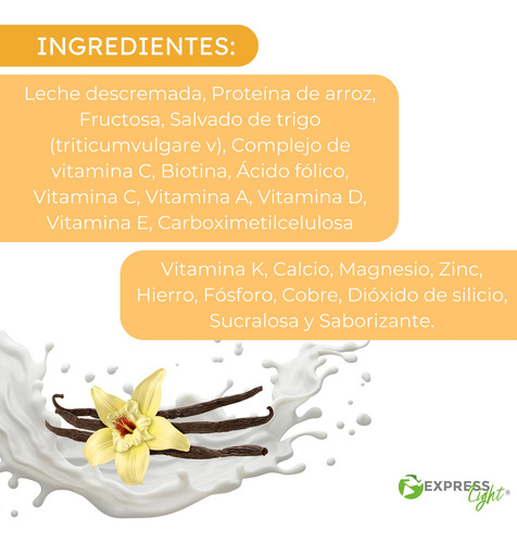 Ideal Body Malteada Sabores Suplemento Express Light 500g Sabor Vainilla