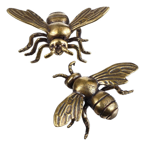 2 Figuras De Abeja Doradas, Figuras De Insectos De Animales 