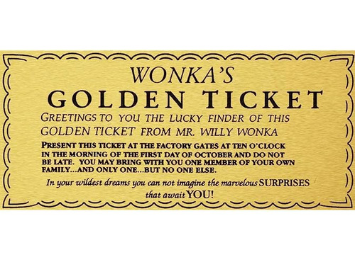 Nnhg Cartel Lata 8 X 12 Pulgadas Willy Wonka Golden Ticket C