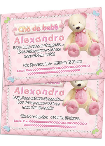 Imagem 4 de 9 de Convite Chá De Bebê Menina Digital Virtual Fralda Ursinho