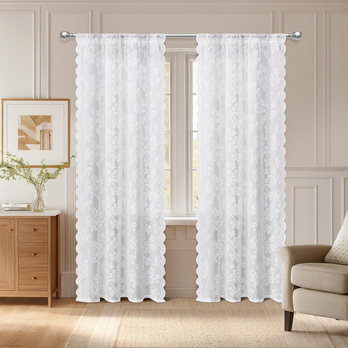 Cortina Floral De Encaje Cortina Decoración 150x200cm