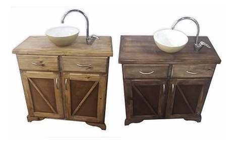 Imagen 5 de 8 de Combo Set Completo Bacha Rojo Griferia Vanitory 55cm Baño