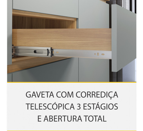 Cozinha 4 Peças Modular Nesher Rainha Ripado 100% Mdf