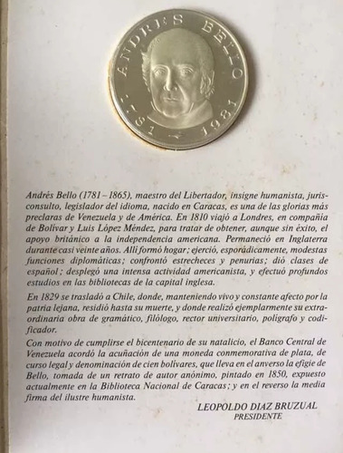 Moneda Bicentenario Andres Bello