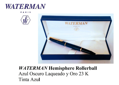 Waterman Hemisphere Rollerball Azul Oscuro Laqueado Y Oro