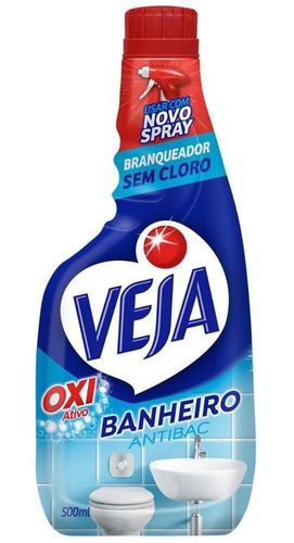 Imagem 2 de 7 de Limpador Spray Anti Bac Veja Banheiro Oxi 500ml Refil