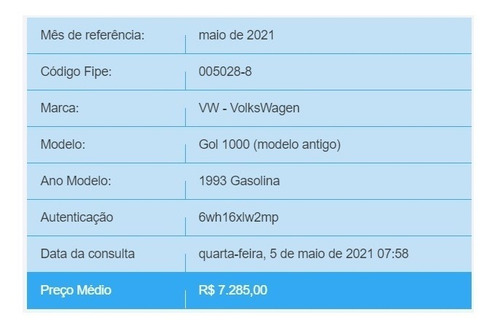 Vw Gol 1000