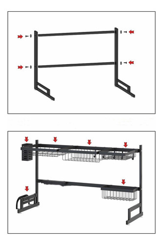 Escurridor De Trastes All In One Dos Niveles 85cm Color Negro
