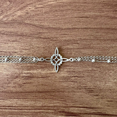 Pulsera Plata 925 Dije Nudo De Bruja Cadenas Amuleto Agálea Largo 16