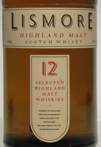 Imagen 2 de 2 de Whisky Lismore 12 Años Single Malt