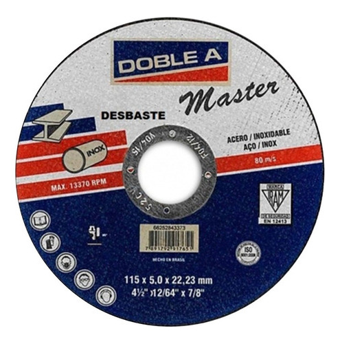 Imagen 3 de 5 de Disco De Desbaste Acero 115 X 5,0 Doble A - Mm