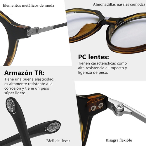 Lentes computadoras hombre mujer anti luz azul celular tv color negro y ámbar pc celular tableta tv de moda clásico retro elegante caballero dama unisex