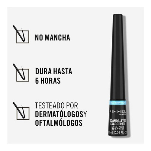 Delineador Liquido Ojos Rimmel Exaggerate Waterproof 01black