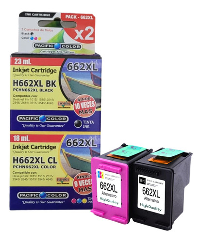 Pack Tintas 662 Xl Negro-color Pacific Color Envio Gratis 
