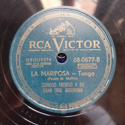 Pasta Osvaldo Fresedo Gran Orquesta Argentina Rca Victor C7