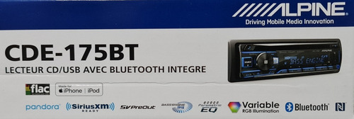 Imagen 6 de 10 de Auto Estéreo Alpine Cde-175bt Cd Usb Bluetooth Alta Calidad