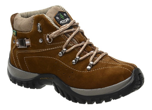 Bota Coturno Adventure Accona Em Couro Nobuck  Castor