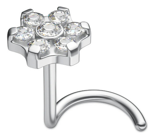Piercing Nariz Flor Zirconias Blancas Titanio Precio Unidad