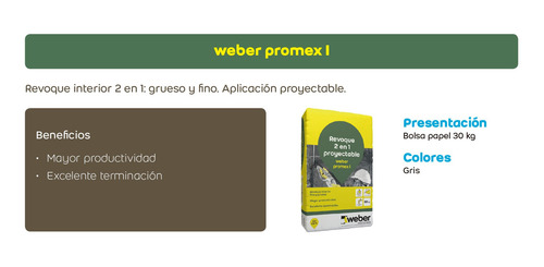 Weber Promex I Revoque Proyectable 2 En 1 X 30kg Ventaxmayor