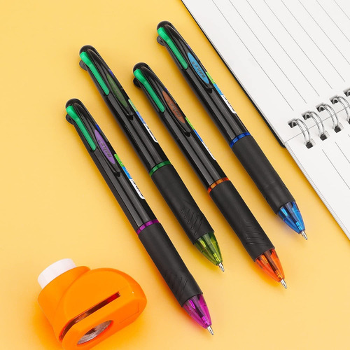 4 Pack 4-in-1 Colored Pens 0.7mm Fine Point Multicolor Ballp