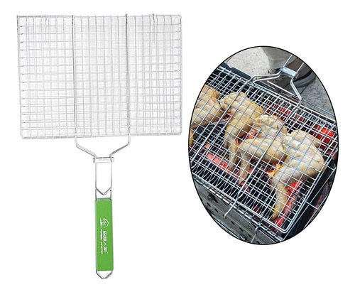 Churrasco Peixe Grelhando Cesta De Legumes Rede De