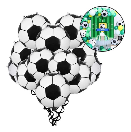 12 Globos Metalicos Balón Futbol Fiestas De Fútbol Cumpleaño