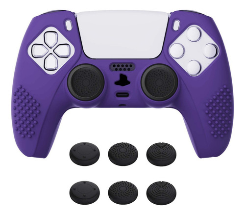 Funda De Silicona 3d Tacto Compatible Con Ps5 Mando Color Violeta