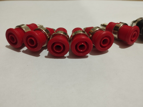 10 Conectores Banana Fêmea 4mm 30a - Plástico Preto E Vermelho